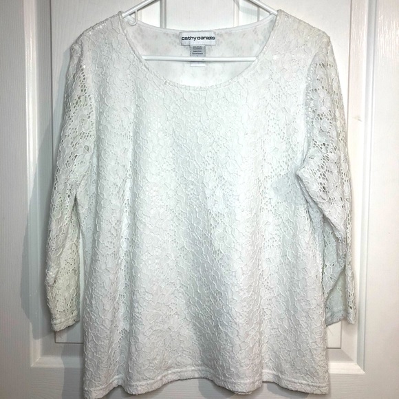 Cathy Daniels Tops - Excellent used condition white lace crocheted blouse Kathy Daniels large L
